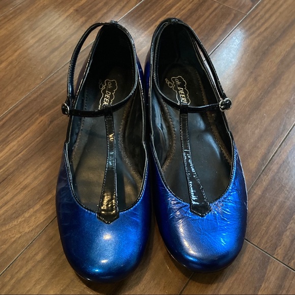 Blue T-Strap Ballet Flats size 6.5 - Oh Deer! - Picture 1 of 4